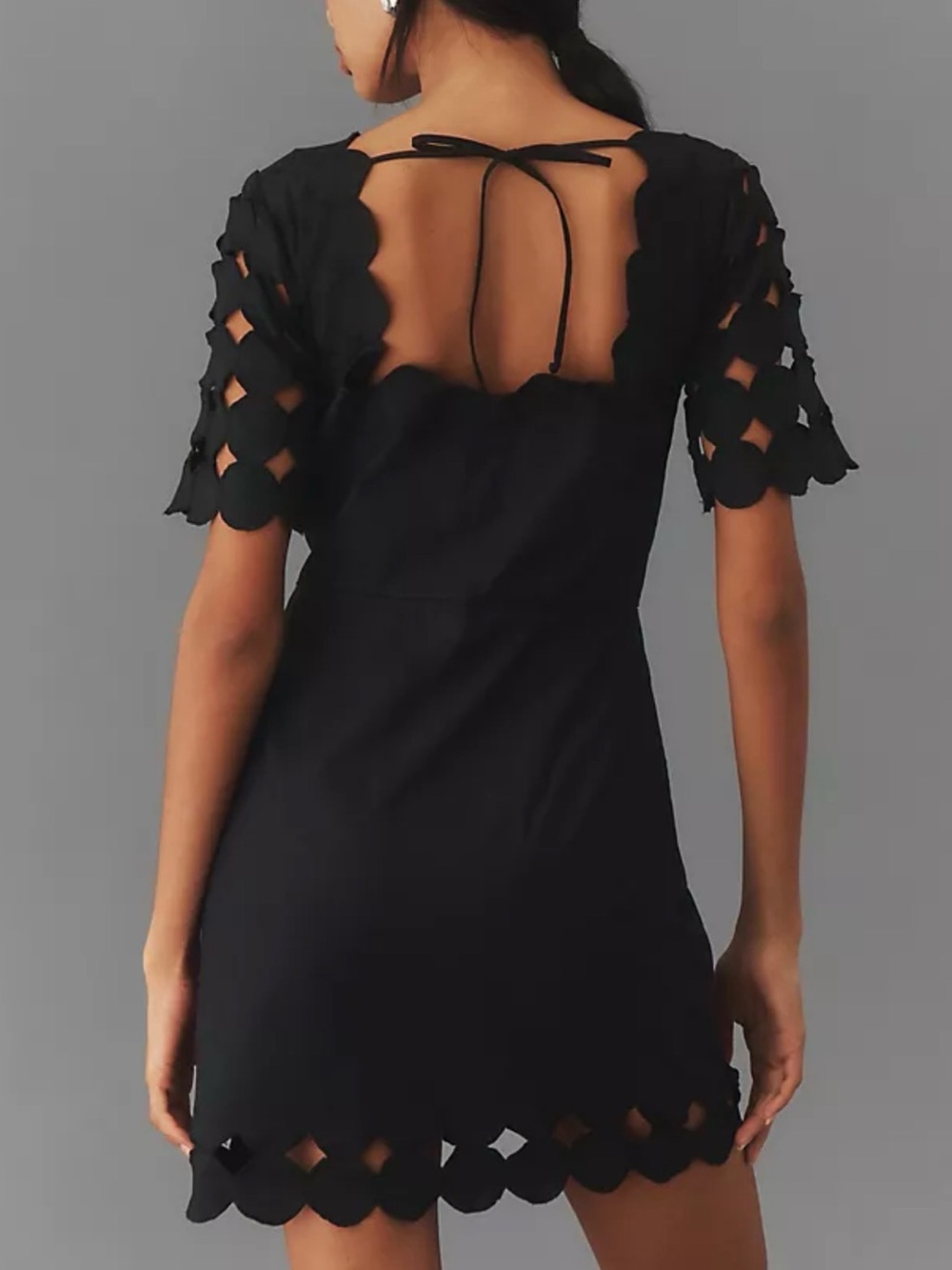 Anthropologie Cutwork Mini Shift Dress in black women’s Sz 12 NWT - Picture 3 of 10